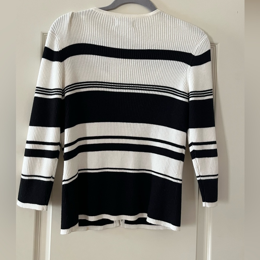 Worthington essentials Black & White Ribbed Sweater Women’s Size Large - Picture 4 of 14